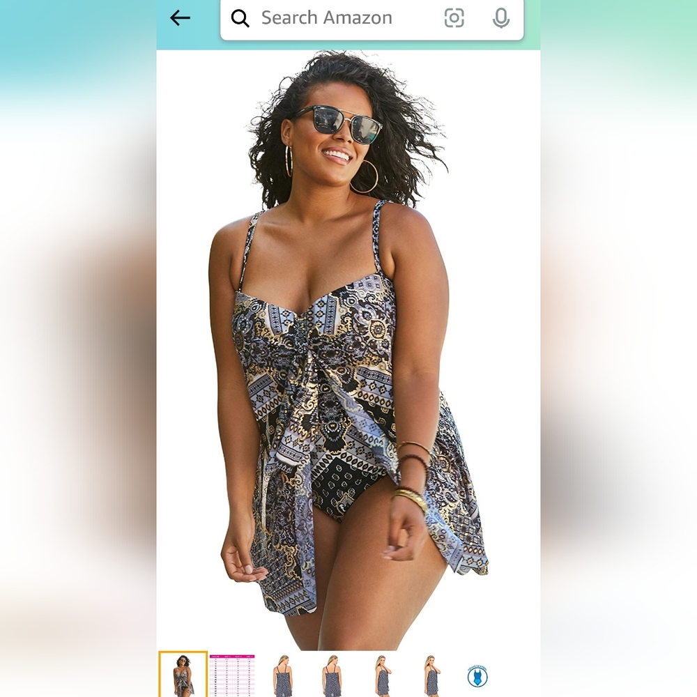 NWT Swimsuits For All Women's Plus Size Mesh-Draped Swimsuit